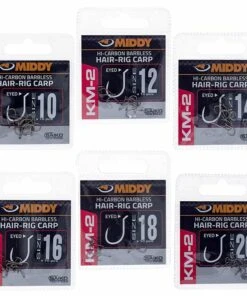 Middy KM-2 Hair-Rig Eyed Hooks Terminal Tackle